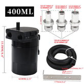 Upgraded Baffled Oil Catch Can with Breather Filter Kit Aluminum Oil Reservoir Tank with 3/8" Strengthened NBR Fuel Line